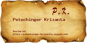 Petschinger Krizanta névjegykártya